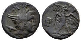 Kingdom of Macedon. Philip V. AE 18. 200-197 a.C. Pella or Amphipolis. (Hgc-3, 1079 var). Anv.: Head of Perseus to right, wearing winged Phrygian helm...