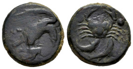 Sicily. Akragas. Hexante. 420-415 a.C. (Hgc-2, 148). Anv.: Eagle, with head lowered, standing to right on fish. Rev.: Crab, two pellets across upper f...