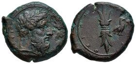 Sicily. Syracuse. AE 24. 344-339/8 a.C. Time of Timoleon and the Third Democracy. (CNS-II 72). (Sng Ans-477/88). (Hgc-2, 1440). Anv.: Laureate head of...