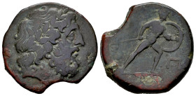 Sicily. The Mamertinoi. Pentonkion. 220-200 a.C. Messana. (CNS-I 51/3). (Sng Ans-441). (Bmc-25). Anv.: Laureate head of Zeus right. Rev.: Warrior adva...
