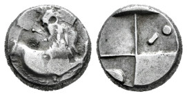Thrace. Chersonesos. Hemidrachm. 357-320 a.C. Kardia. (Bmc-36). (McClean-4069/70). (Hgc-3.2, 1437). Anv.: Forepart of lion to right, head reverted. Re...