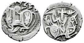 Hindu Shahis. Samanta Deva. Jital. 850-1000. Kabul. (Tye-14). Anv.: Recumbent zebu left; star, pellet, and upside-down crescent to left. Rev.: Rider f...