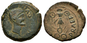 Carthage Nova. Augustus period. Half unit. 27 BC - 14 AD. Cartagena (Murcia). (Abh-589). (Acip-3134). Anv.: RIBERO. PRAEF. M. AGRIP. QVIN. Male head (...