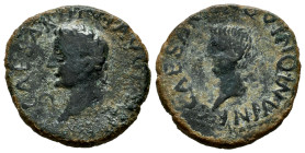 Carthage Nova. Time of Tiberius. Half unit. 14-36 AD. Cartagena (Murcia). (Abh-608). (Acip-3153). Anv.: Laureate head of Tiberius left, lituus before....