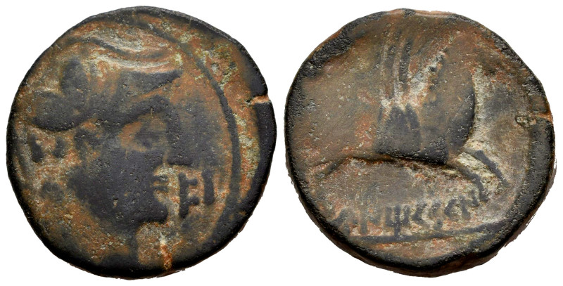 Untikesken. Unit. 130-90 BC. L’Escala, Ampurias (Girona). (Abh-1210). Anv.: Head...