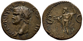 Agrippa. Unit. 37-41 d.C. Rome. (Ric-I 58). (Bmcre-161). Anv.: M AGRIPPA L F COS III, head to left, wearing rostral crown. Rev.: Neptune standing to l...