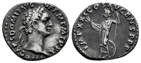 Domitian. Denarius. 90 d.C. Rome. (Ric-691). (Bmcre-167). (Rsc-264). Anv.: IMP CAES DOMIT AVG GERM P M TR P X, laureate head right. Rev.: IMP XXI COS ...