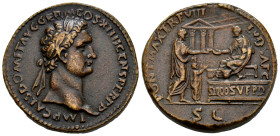 Domitian. Paduan sestertius. (Klawans-2). (Lawrence-40). Anv.: IMP CAES DOMIT AVG GERM P M TR P VIII CENS PER P P, Laureate head to right. Rev.: COS X...
