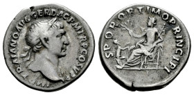 Trajan. Denarius. 103-111 d.C. Rome. (Ric-188). (Rsc-417). Anv.: IMP TRAIANO AVG GER DAC P M TR P COS V P P, laureate bust right, slight drapery on fa...