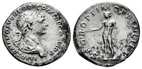 Trajan. Denarius. 112-117 d.C. Rome. (Ric-II 275). (Rsc-398). (Bmcre-429). Anv.: IMP TRAIANO AVG GER DAC P M TR P COS VI P P, laureate and draped bust...