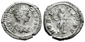 Geta. Denarius. 200-202 d.C. Rome. (Ric-13a). (Bmcre-223). (Rsc-90). Anv.: a. Rev.: NOBILITAS, Nobilitas standing facing, head to right, holding scept...