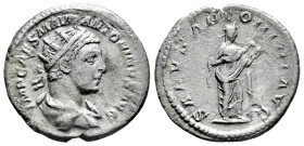 Elagabalus. Antoninianus. 218-222 d.C. Rome. (Ric-137). (Bmcre-114). (Rsc-259). Anv.: IMP CAES ANTONINVS AVG, radiate and draped bust right. Rev.: ANT...