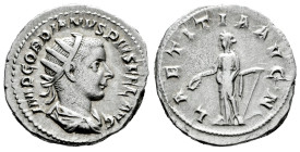 Gordian III. Antoninianus. 241-243 d.C. Rome. (Spink-8617). (Ric-86). (Seaby-121). Rev.: LAETITIA AVG N, Laetitia standing to left with wreath and anc...