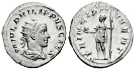 Philip II. Antoninianus. 244-246 d.C. Rome. (Ric-IV 218d). (Rsc-48). Anv.: M IVL PHILIPPVS CAES, radiate, draped and cuirassed bust to right. Rev.: PR...