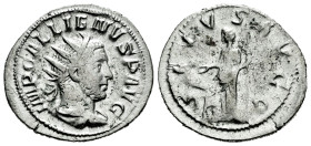 Gallienus. Antoninianus. 254 d.C. Viminacium. (Ric-V 1 397). (Mir-824o). (Rsc-940a). Anv.: IMP GALLIENVS P AVG, radiate, draped and cuirassed bust to ...