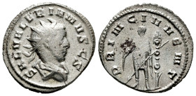 Saloninus. Antoninianus. 258 d.C. Mediolanum. (Ric-V 1 10). (Mir-939z). Anv.: SAL VALERIANVS CS, radiate and draped bust to right. Rev.: PRINC IVVENT,...