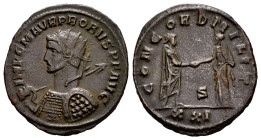 Probus. Antoninianus. 276-282 d.C. Siscia. (Ric-650). Rev.: CONCORDIA MILIT, S / XXI. Ae. 3,52 g. Choice VF. Est...35,00. 

Spanish description: Pro...