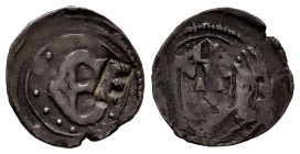 The Crown of Aragon. Senyal. Gerona. (Cru C.G-3728a). Ae. 0,73 g. Countermark: E. Very rare. VF. Est...100,00. 

Spanish description: Corona de Arag...