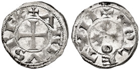 Kingdom of Castille and Leon. Alfonso VI (1073-1109). Dinero. Toledo. (Bautista-No cita). Ve. 1,13 g. Pellet in every roundel on reverse. Choice VF. E...