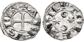 Kingdom of Castille and Leon. Alfonso VI (1073-1109). Dinero. Toledo. (Bautista-No cita). Ve. 1,13 g. Pellet in every roundel on reverse. Slight depos...