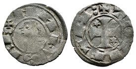Kingdom of Castille and Leon. Alfonso I (1109-1126). Dinero. Toledo. (Bautista-40.11). Ve. 0,75 g. Two pellets at the end of the legend on reverse. Al...