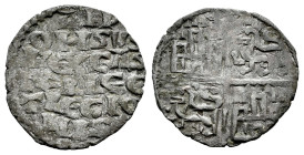 Kingdom of Castille and Leon. Alfonso X (1252-1284). "Dinero de seis lineas". Coruña. (Bautista-361.1). Ve. 1,11 g. Venera en 1º cuadrante y roel en 2...