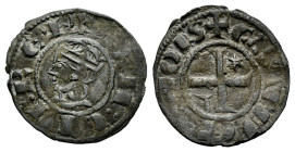 Kingdom of Castille and Leon. Sancho IV (1284-1295). Seisen or Meaja Coronada. Leon. (Bautista-443.1). Ve. 0,79 g. With star and L on 2nd and 3rd quad...