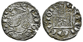 Kingdom of Castille and Leon. Alfonso XI (1312-1350). Cornado. Murcia. (Bautista-476.1). Ve. 0,65 g. M in the door of the castle and a small blade beh...