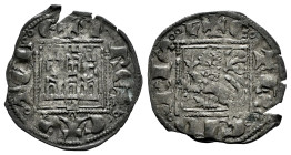 Kingdom of Castille and Leon. Alfonso XI (1312-1350). Noven. Leon. (Bautista-485.1). Ve. 0,79 g. L below the castle. Roundel before the lion. VF. Est....