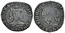 Kingdom of Castille and Leon. Enrique II (1368-1379). Real de vellon. No mint mark. (Bautista-589). Ve. 2,41 g. Roundels on the extremities of the qua...