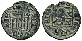 Kingdom of Castille and Leon. Enrique II (1368-1379). Noven. Coruña. (Bautista-675). Anv.: + EN ☀ RIC ☀ VSD ☀ EIG ☀ ¿P?. Rev.: + EN ☀ RIC ☀ VSD ☀ ETG ...