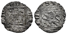 Kingdom of Castille and Leon. Enrique II (1368-1379). Noven. Coruña. (Bautista-675.7). Ve. 0,76 g. With two scallops below the castle, pellet on both ...