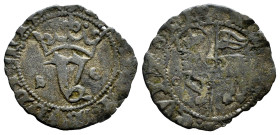 Kingdom of Castille and Leon. Juan I (1379-1390). Blanca del Agnus Dei. Segovia. (Bautista-728). Ve. 0,93 g. With Y between S - G and O before the lam...