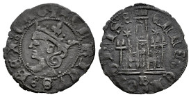 Kingdom of Castille and Leon. Enrique III (1390-1406). Cornado. Burgos. (Bautista-776.1). Ve. 0,84 g. With B below the castle and stars above the towe...