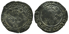 Catholic Kings (1474-1504). Blanca. Cuenca. (Cal-15). Ae. 1,53 g. Thin flan cracks. VF. Est...20,00. 

Spanish description: Fernando e Isabel (1474-...