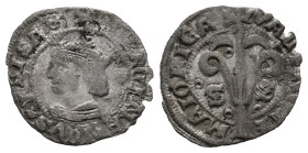 Ferdinand II (1479-1516). Dinero. Valencia. (Cal-19). (Cru-1215.1). Anv.: ... ELISA . Ve. 0,71 g. S-S on reverse. VF/Choice VF. Est...70,00. 

Spani...