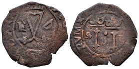 Charles-Joanna (1504-1555). 4 maravedis. Santo Domingo. S-P. (Cal-33). Ae. 2,55 g. Choice F. Est...30,00. 

Spanish description: Juana y Carlos (150...