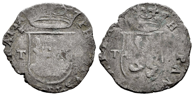 Philip II (1556-1598). Cuartillo. Toledo. M. (Cal-81). Ve. 2,39 g. F. Est...10,0...