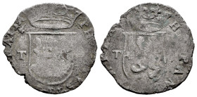 Philip II (1556-1598). Cuartillo. Toledo. M. (Cal-81). Ve. 2,39 g. F. Est...10,00. 

Spanish description: Felipe II (1556-1598). Cuartillo. Toledo. ...
