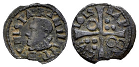 Philip III (1598-1621). Dinero. 1615. Barcelona. (Cal-11). (Cru C.G-4347a). Ae. 1,53 g. Digit 5 of the date as a letter S. Choice VF. Est...25,00. 
...