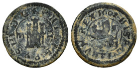 Philip III (1598-1621). 2 maravedis. 1602. Segovia. (Cal-184). (Jarabo-Sanahuja-D259). Ae. 1,55 g. Choice F. Est...12,00. 

Spanish description: Fel...