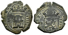 Philip III (1598-1621). 8 maravedis. 1603. Burgos. (Cal-289). (Jarabo-Sanahuja-D2). Ae. 7,04 g. Pelleted frame on obverse and reverse. VF. Est...25,00...