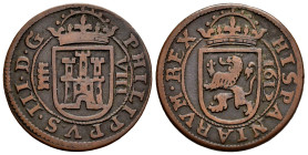 Philip III (1598-1621). 8 maravedis. 1612. Segovia. (Cal-333). (Jarabo-Sanahuja-D225). Ae. 6,25 g. Almost VF. Est...25,00. 

Spanish description: Fe...