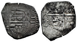 Philip III (1598-1621). 2 reales. 160(?). Toledo. C. (Cal-tipom 136). (Jarabo-Sanahuja-tipo B192). Ag. 6,72 g. OMNIVM type. Last digit of the date par...