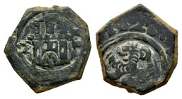 Philip IV (1621-1665). 2 maravedis. 1626. Madrid. M. (Cal-143). (Jarabo-Sanahuja-F127). Ae. 1,14 g. Rare. Choice VF. Est...40,00. 

Spanish descript...