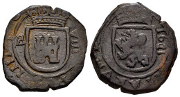 Philip IV (1621-1665). 8 maravedis. 1621. Burgos. (Cal-295). (Jarabo-Sanahuja-F1). Ae. 6,20 g. VF. Est...20,00. 

Spanish description: Felipe IV (16...