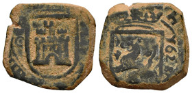 Philip IV (1621-1665). 8 maravedis. 1625. Cuenca. (Cal-327). (Jarabo-Sanahuja-F38). Ae. 6,79 g. El 5 de la fecha como una "S". Rara. VF. Est...30,00. ...