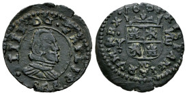 Philip IV (1621-1665). 8 maravedís. 1661. Madrid. Y. (Cal-358). (Jarabo-Sanahuja-M299). Ae. 2,08 g. Choice VF. Est...18,00. 

Spanish description: F...