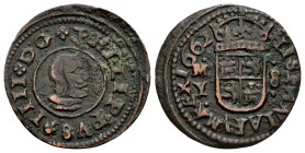 Philip IV (1621-1665). 8 maravedis. 1622. Madrid. Y. (Cal-363). (Jarabo-Sanahuja-M441). Ae. 2,32 g. Almost VF. Est...20,00. 

Spanish description: F...