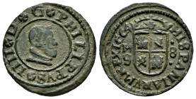 Philip IV (1621-1665). 8 maravedis. 1664. Madrid. S. (Cal-372). (Jarabo-Sanahuja-M429). Ae. 2,44 g. Choice VF. Est...20,00. 

Spanish description: F...